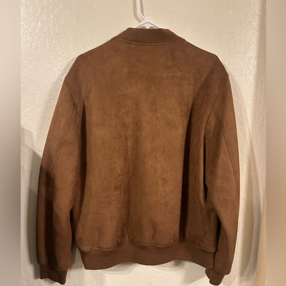 Zara large brown faux suede bomber jacket - Picture 2 of 4